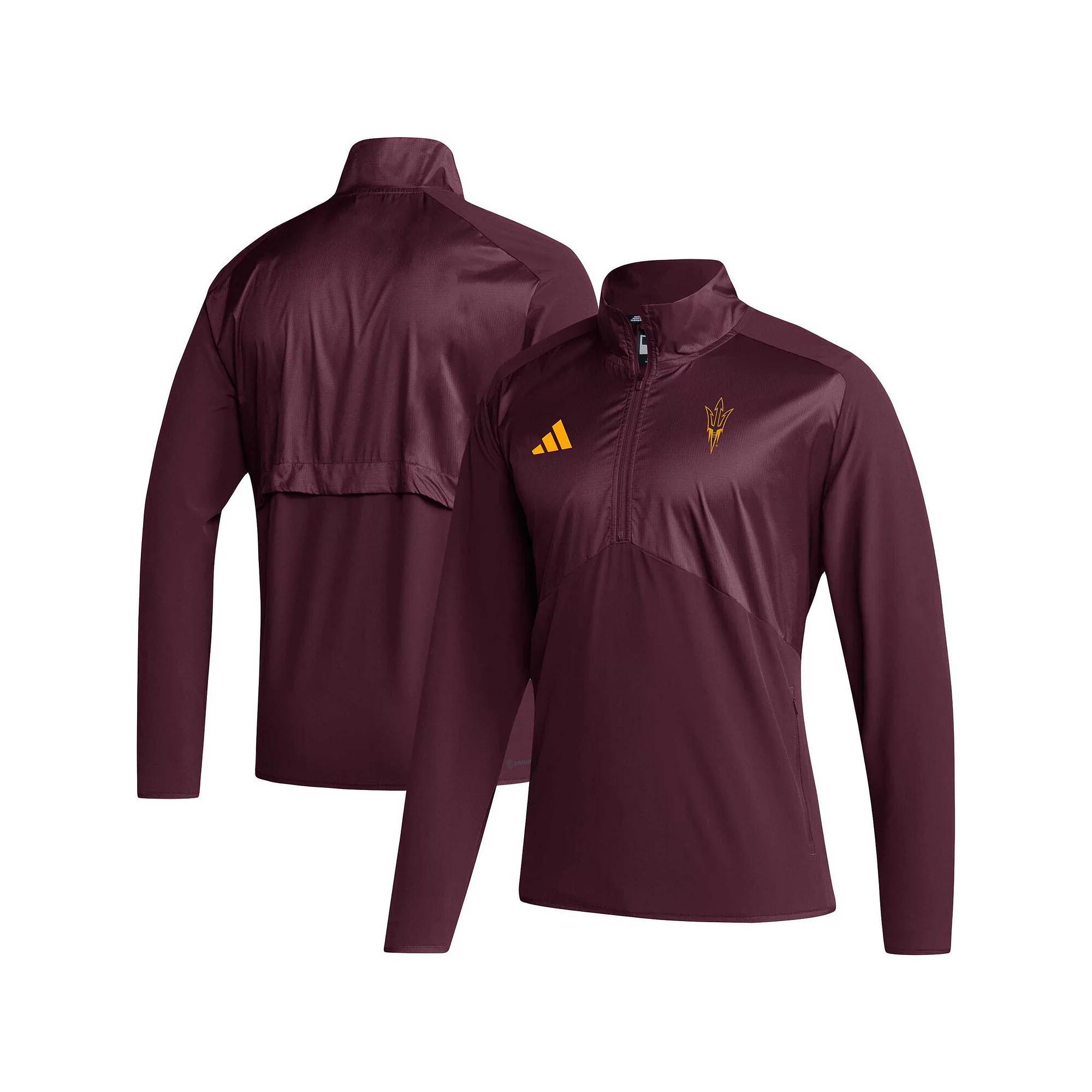 Men's adidas Maroon Arizona State Sun Devils Sideline AEROREADY Raglan Sleeve Quarter-Zip Jacket, Size: XL, Red Product Image