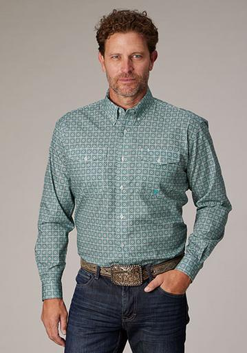 Roper® Men's L/S Grey Print Button Shirt Product Image