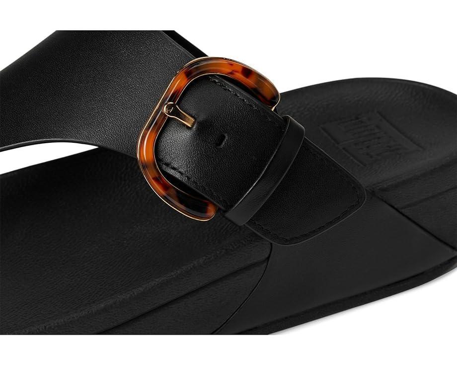 Lulu Crystal-Buckle Leather Toe-Post Sandals Product Image
