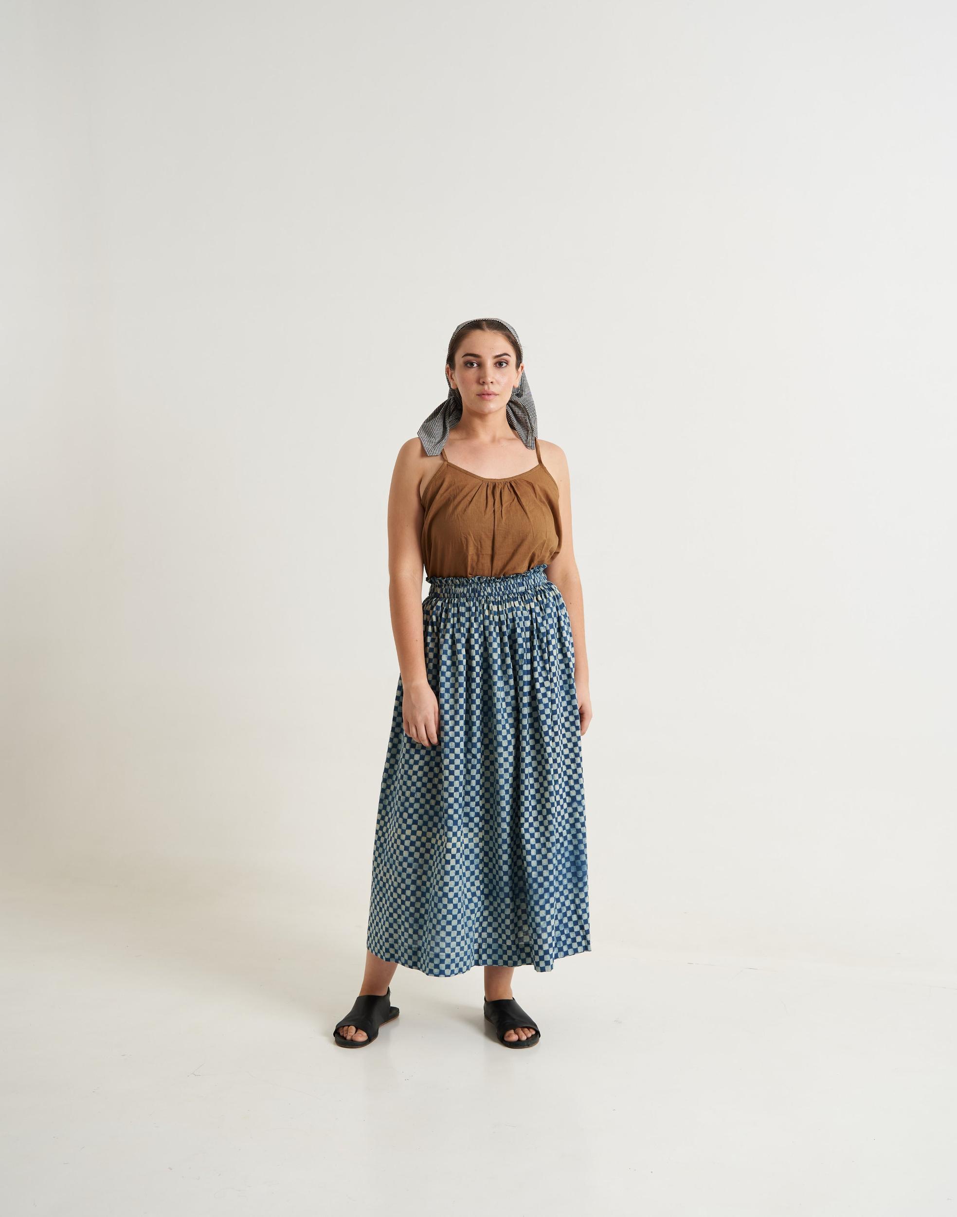 Block printed indigo skirt Product Image