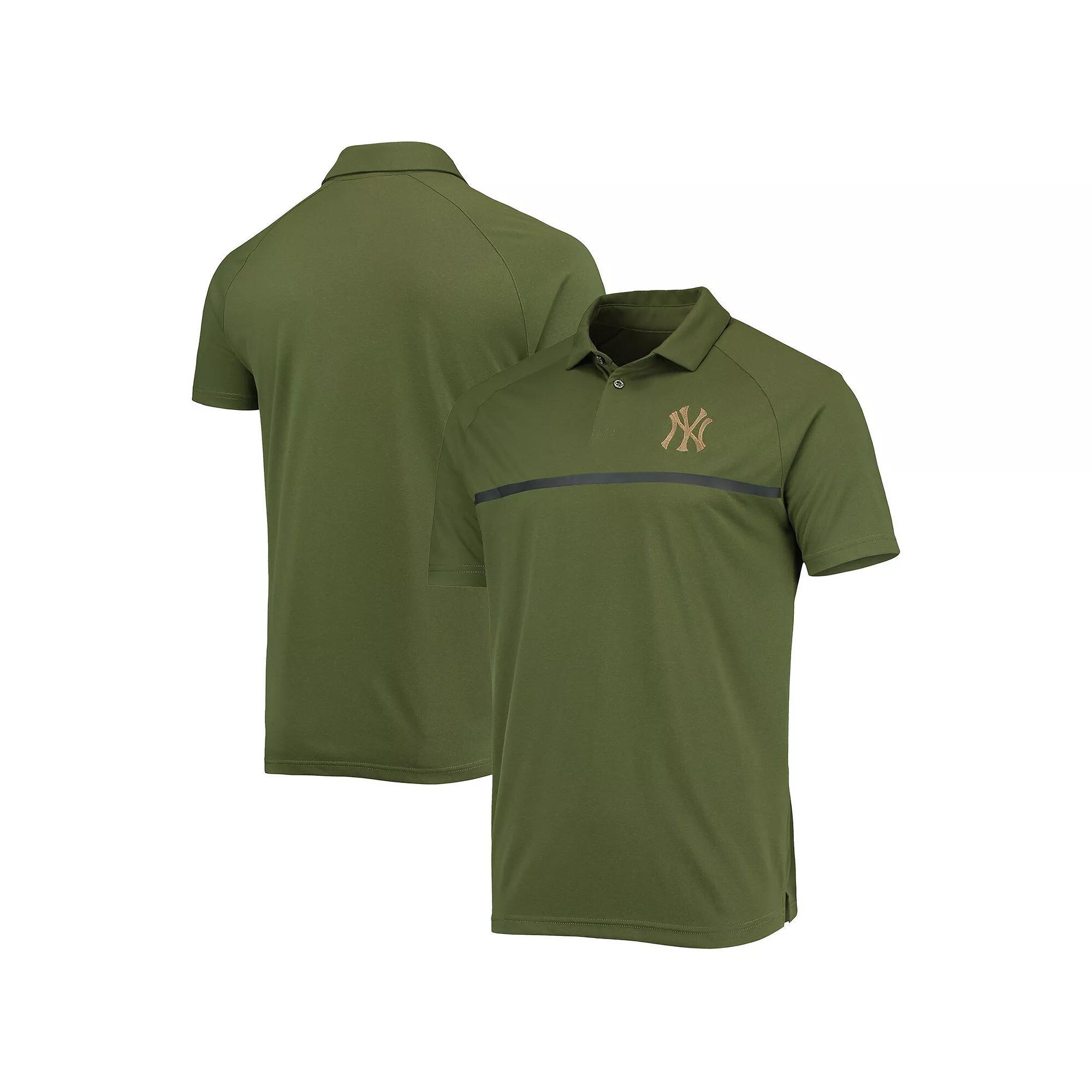Men's Levelwear Olive New York Yankees Delta Sector Raglan Polo, Size: Small, Team Product Image