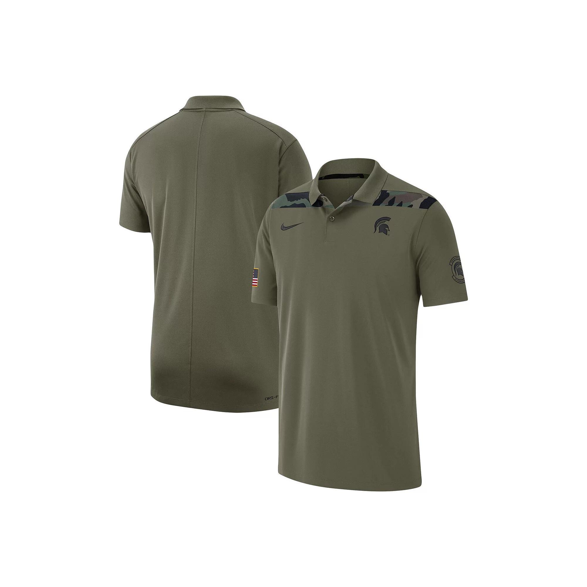 Mens Nike Olive Michigan State Spartans 2023 Sideline Coaches Military Pack Performance Polo Product Image