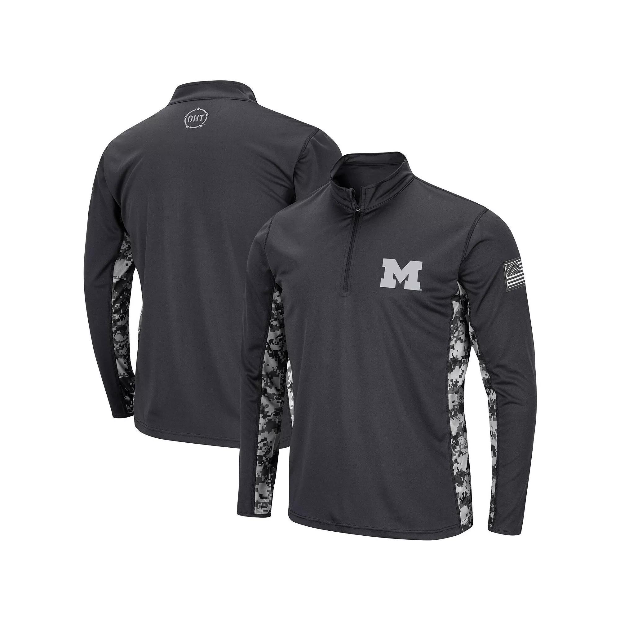 Men's Colosseum Charcoal Colorado State Rams OHT Military Appreciation Digital Camo Lightweight Quarter-Zip Pullover, Size: Small Product Image