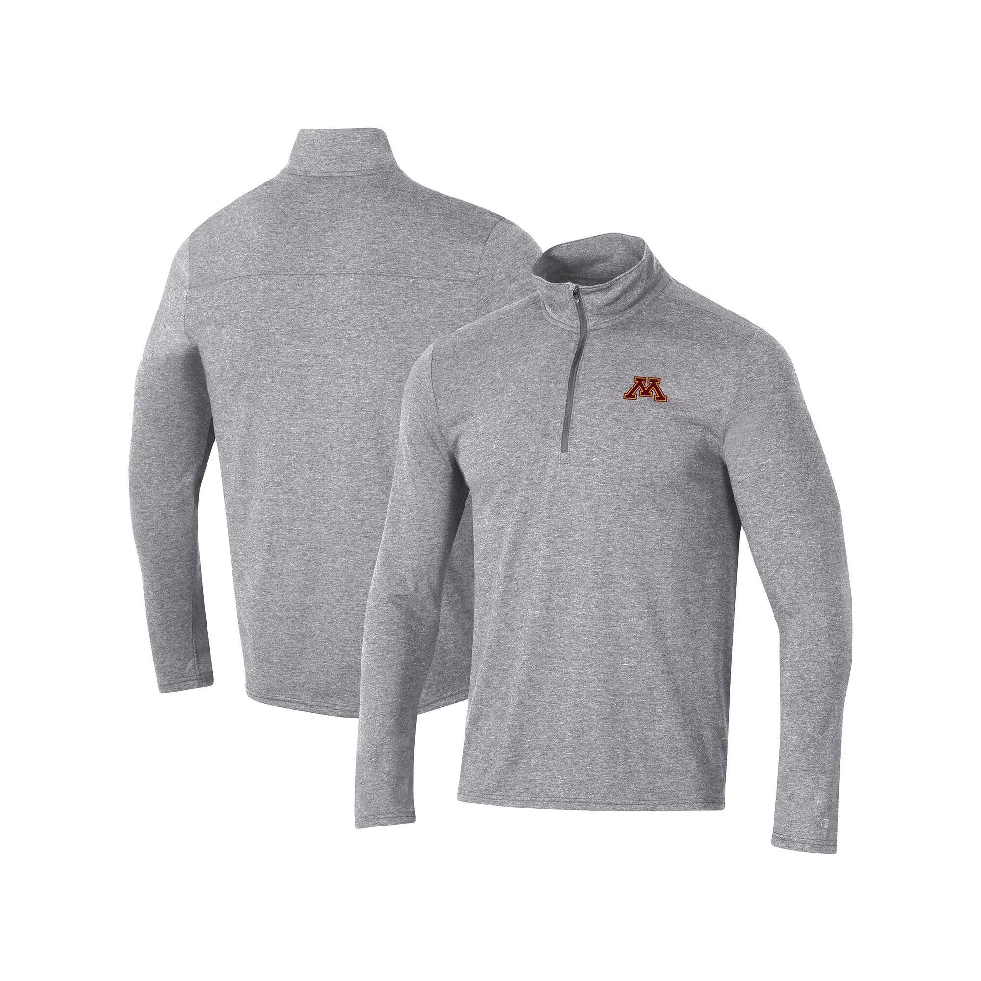 Men's Champion Heathered Gray Minnesota Golden Gophers Field Day Team Quarter-Zip Jacket, Size: Small, Grey Product Image