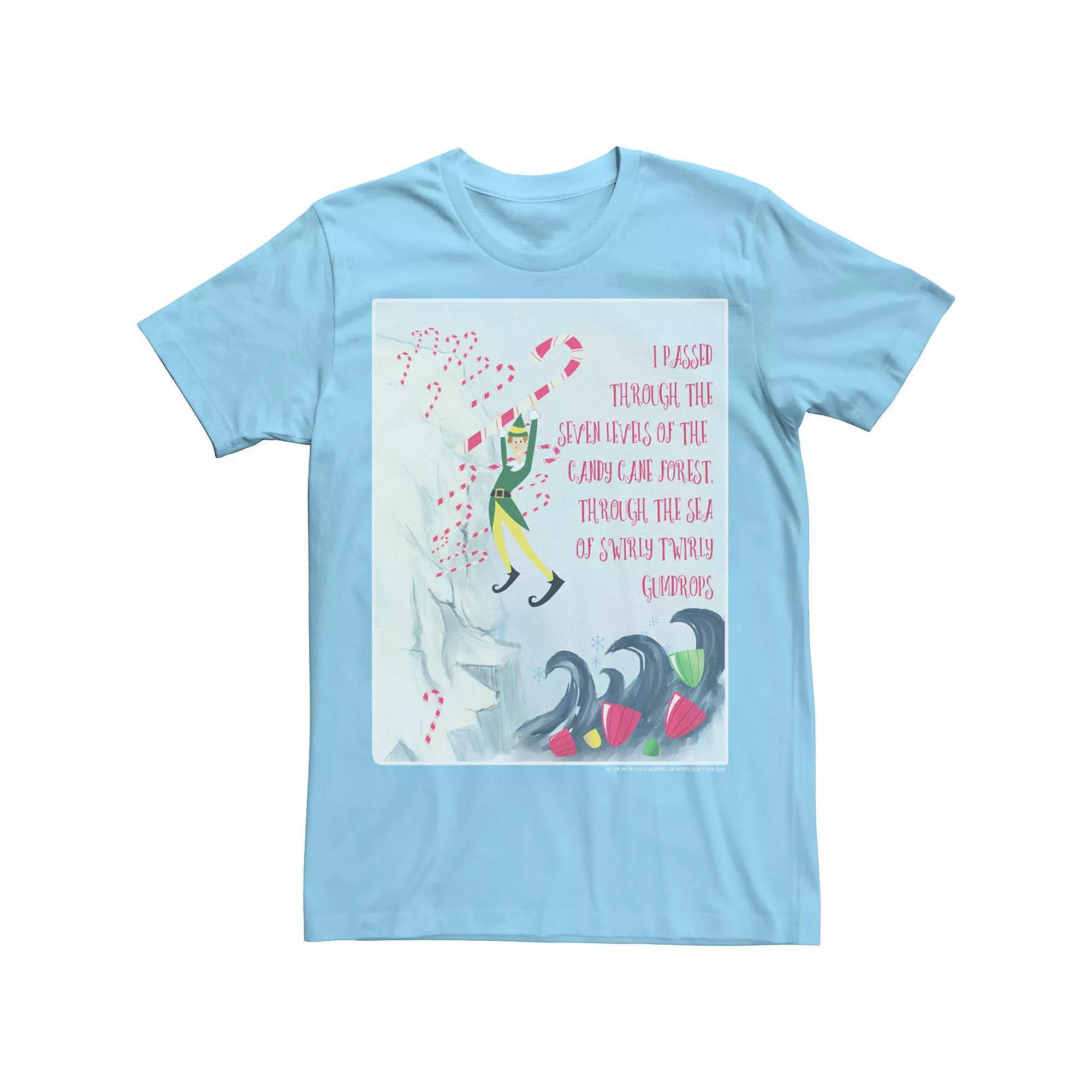 Men's Elf Swirly Twirly Gumdrops Book Page Poster Tee, Size: Small, Light Blue Product Image