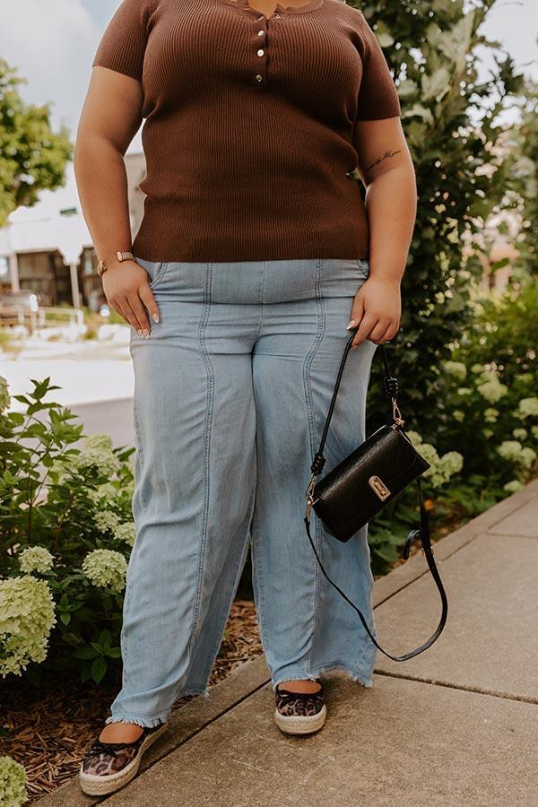 The Winnie High Waist Wide Leg Chambray Pants Curves Product Image