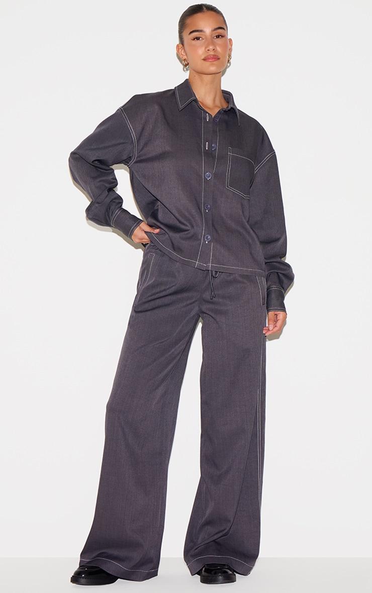 Charcoal Woven Contrast Stitch Shirt Product Image