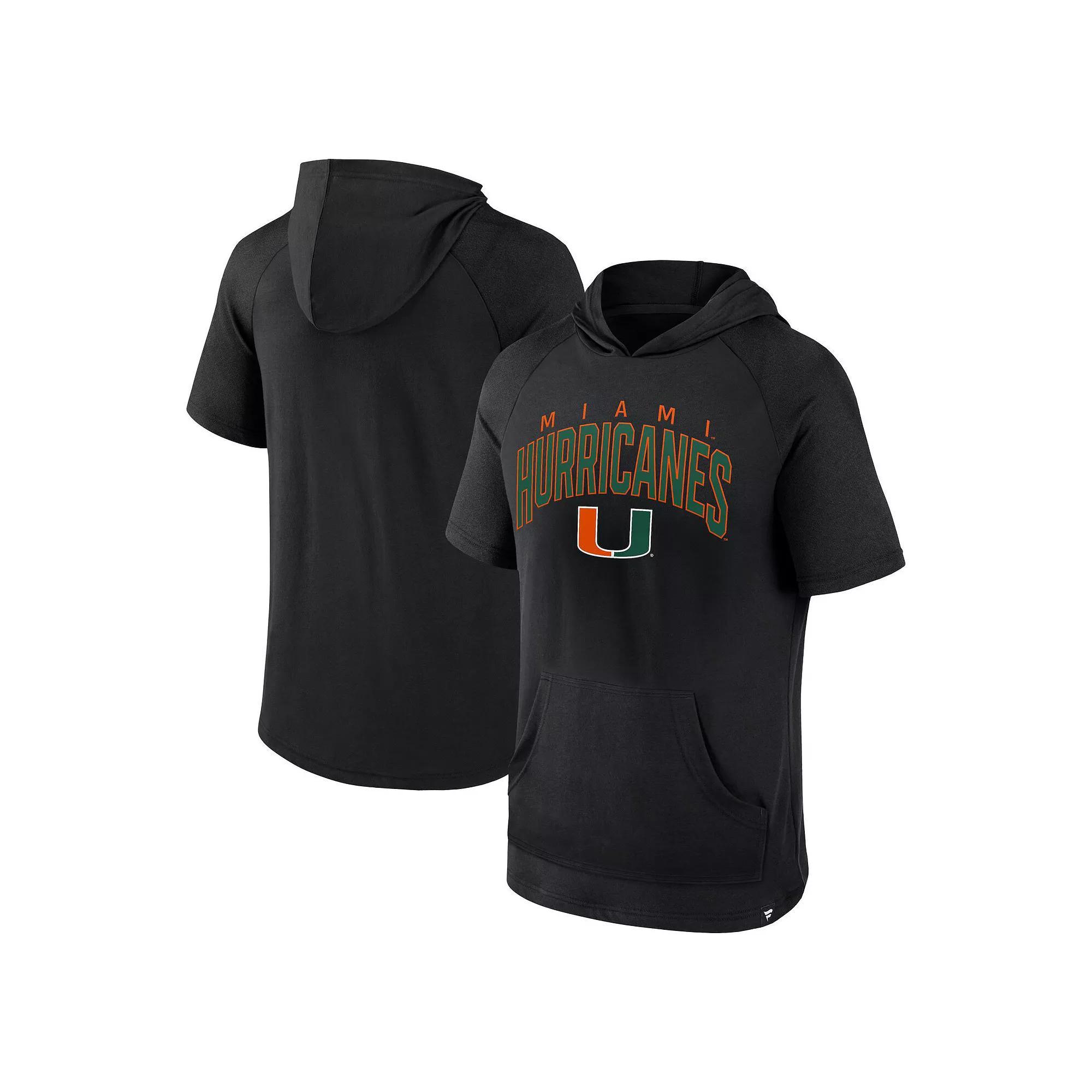 Men's Fanatics Black Wisconsin Badgers Double Arch Raglan Short Sleeve Hoodie T-Shirt, Size: Medium Product Image
