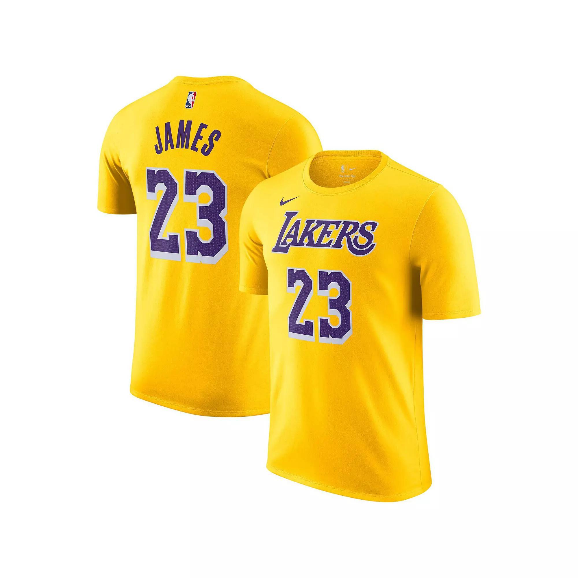 Men's Nike LeBron James Gold Los Angeles Lakers Icon 2022/23 Name & Number T-Shirt, Size: XL Product Image