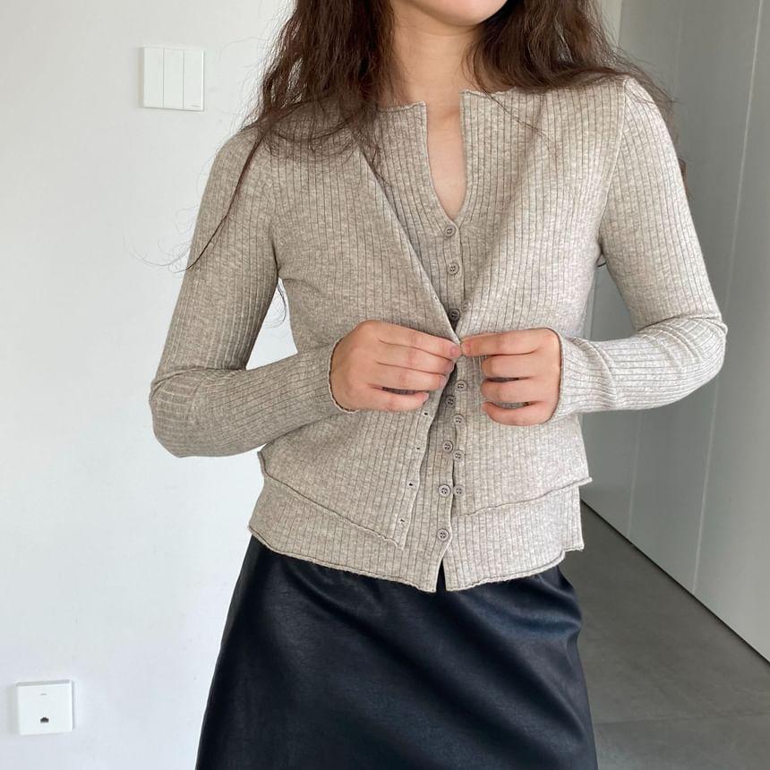 Plain Ribbed Cardigan Product Image