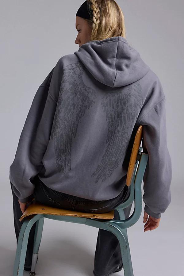 Silence + Noise Wings Graphic Oversized Zip-Up Hoodie Sweatshirt Womens at Urban Outfitters Product Image