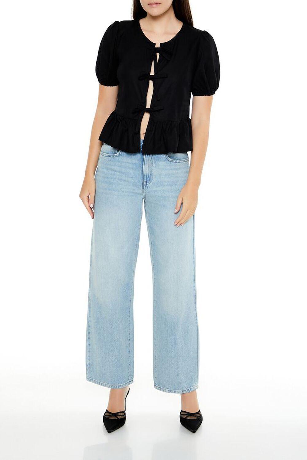 Bow Split-Front Flounce Top | Forever 21 Product Image