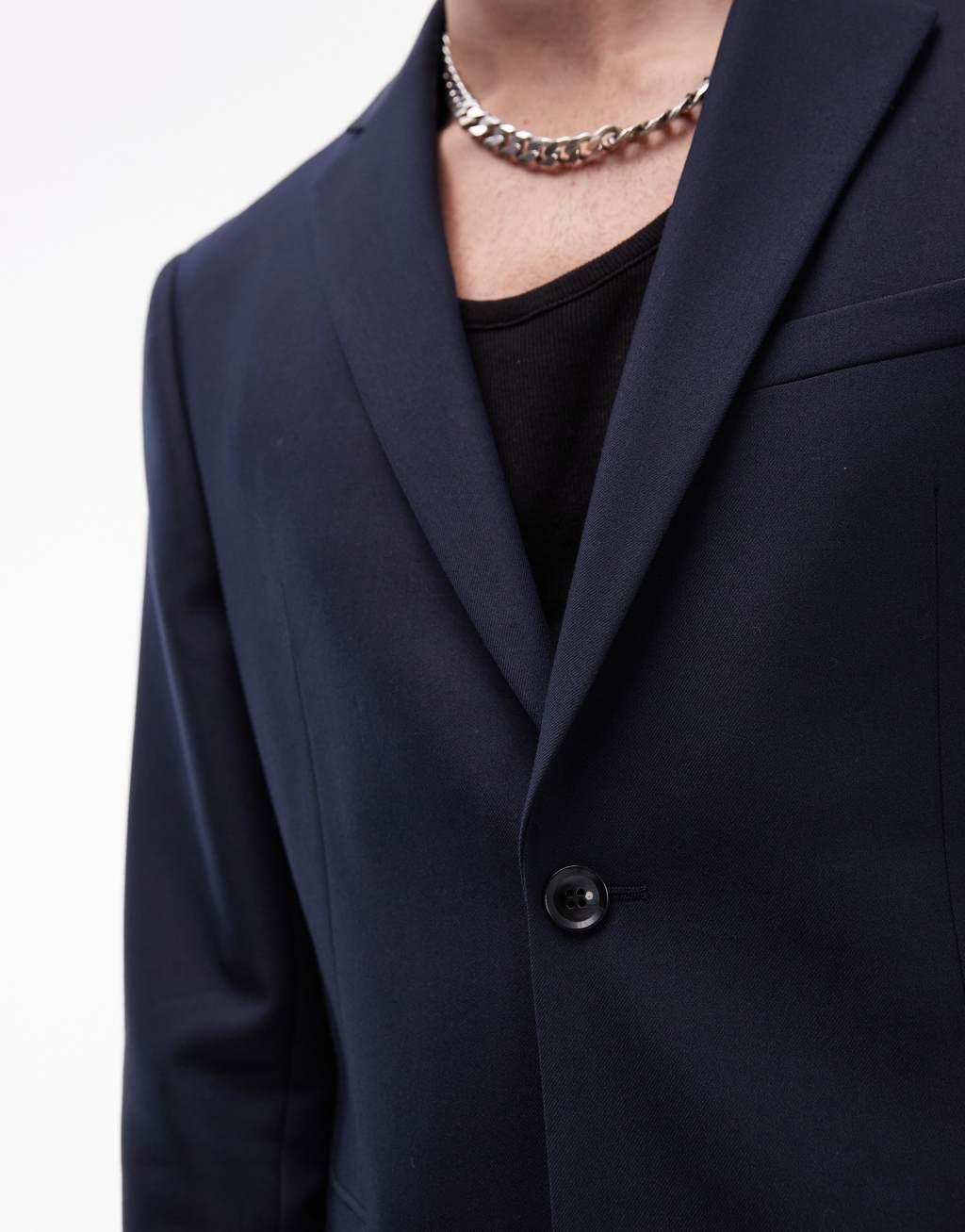 Topman skinny suit jacket in navy Product Image