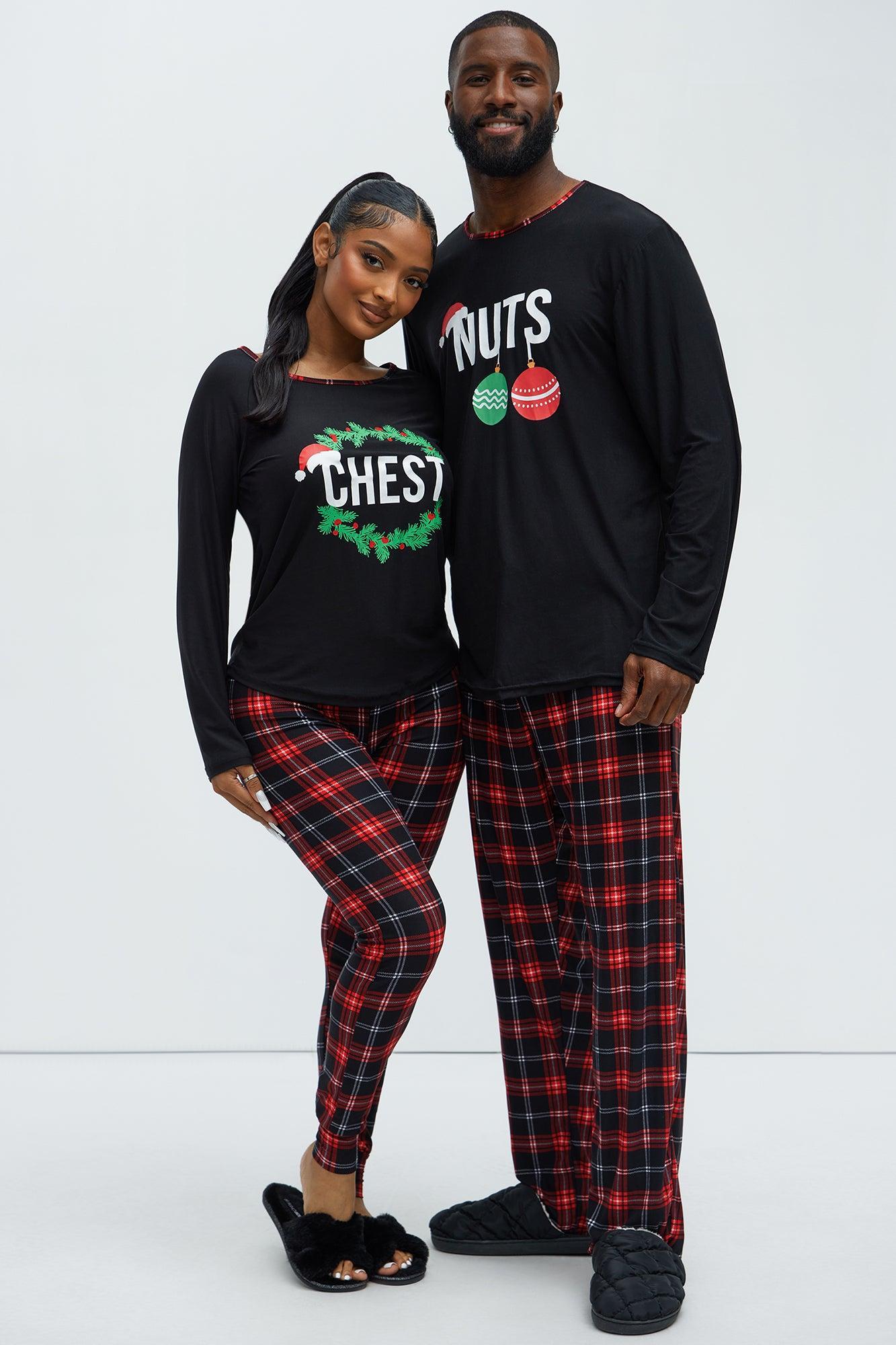 Naughty Chestnuts Holiday PJ Set - Black/Red Product Image