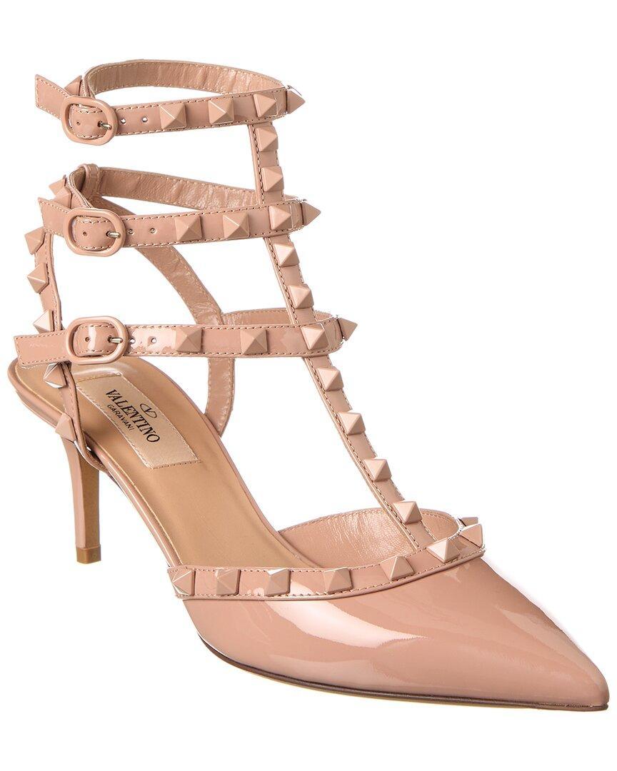 Patent Leather Studded Pointed Pump In Beige Product Image