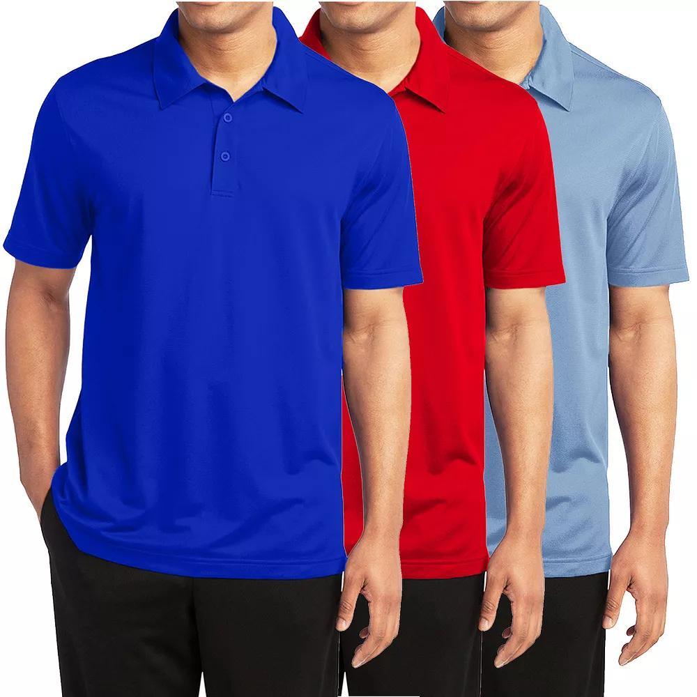 Men's Galaxy By Harvic 3-Pack Moisture-Wicking Polos, Size: 3XL, Royal Red Light Blue Product Image
