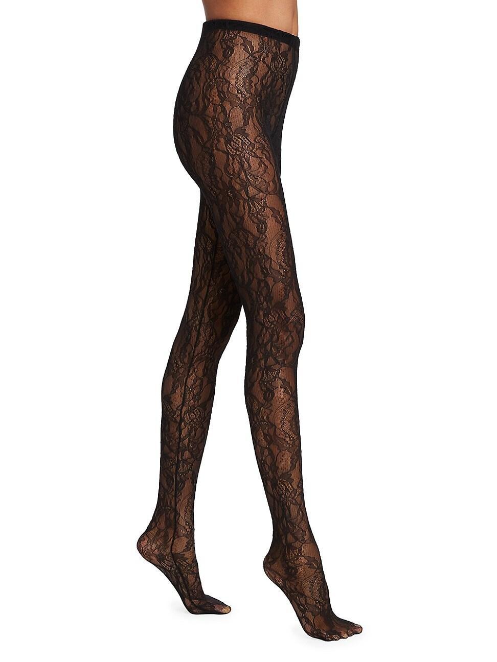 Womens High-Waisted Lace Tights Product Image