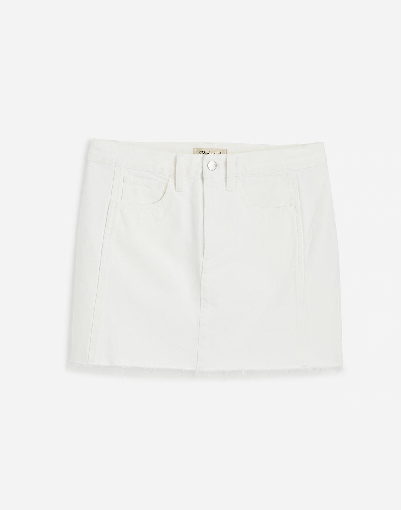 Raw-Hem Mini Skirt in Pure White Product Image