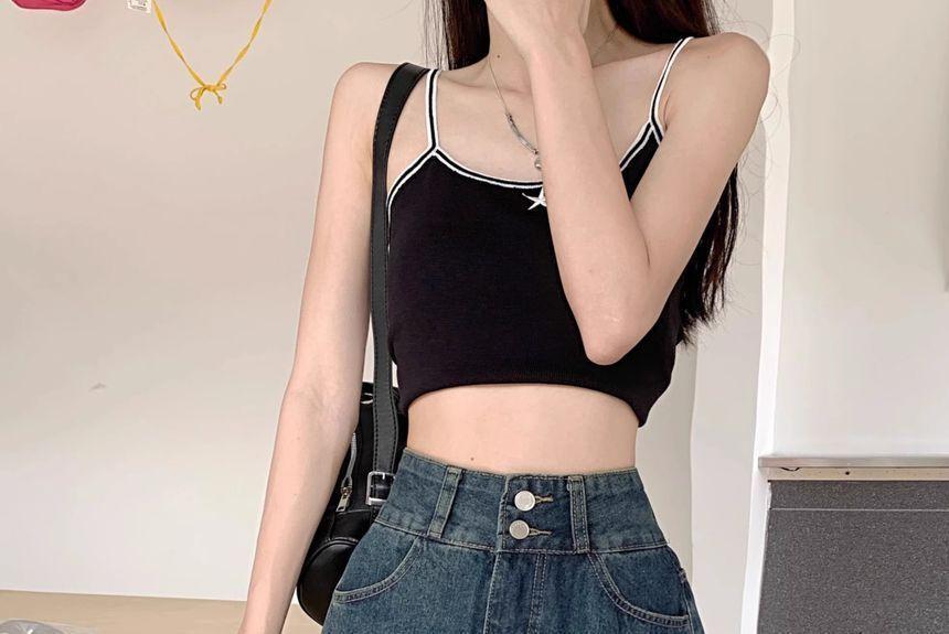 High Rise Washed Pleated Mini A-Line Denim Skirt Product Image