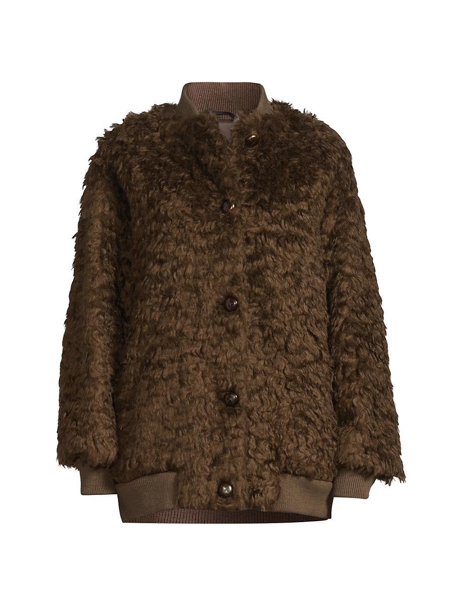Womens Agiate Faux-Shearling Button-Front Coat Product Image