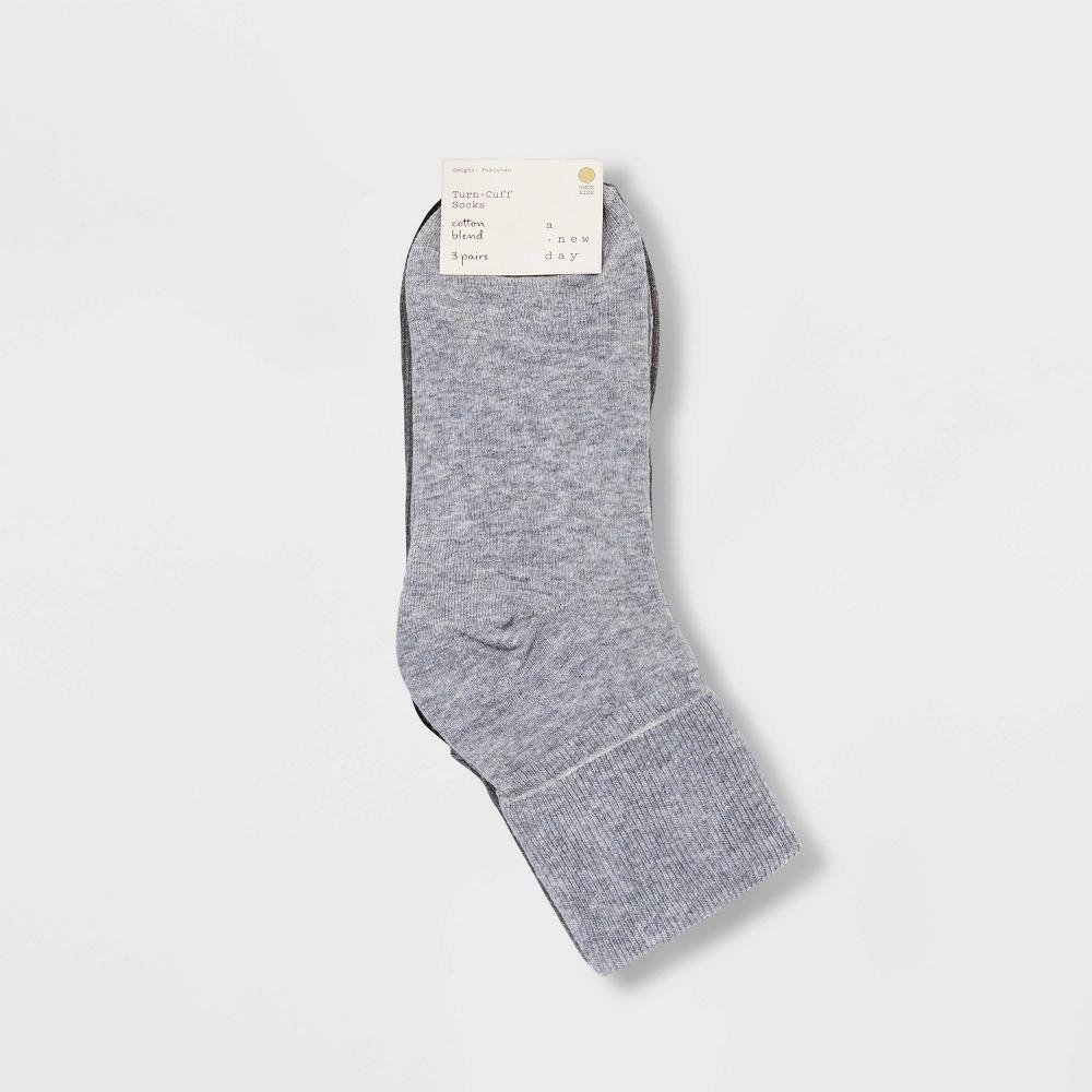 Women's Mary Jane Fold Over Cuff 3pk Crew Socks - A New Day™ 4-10 Product Image