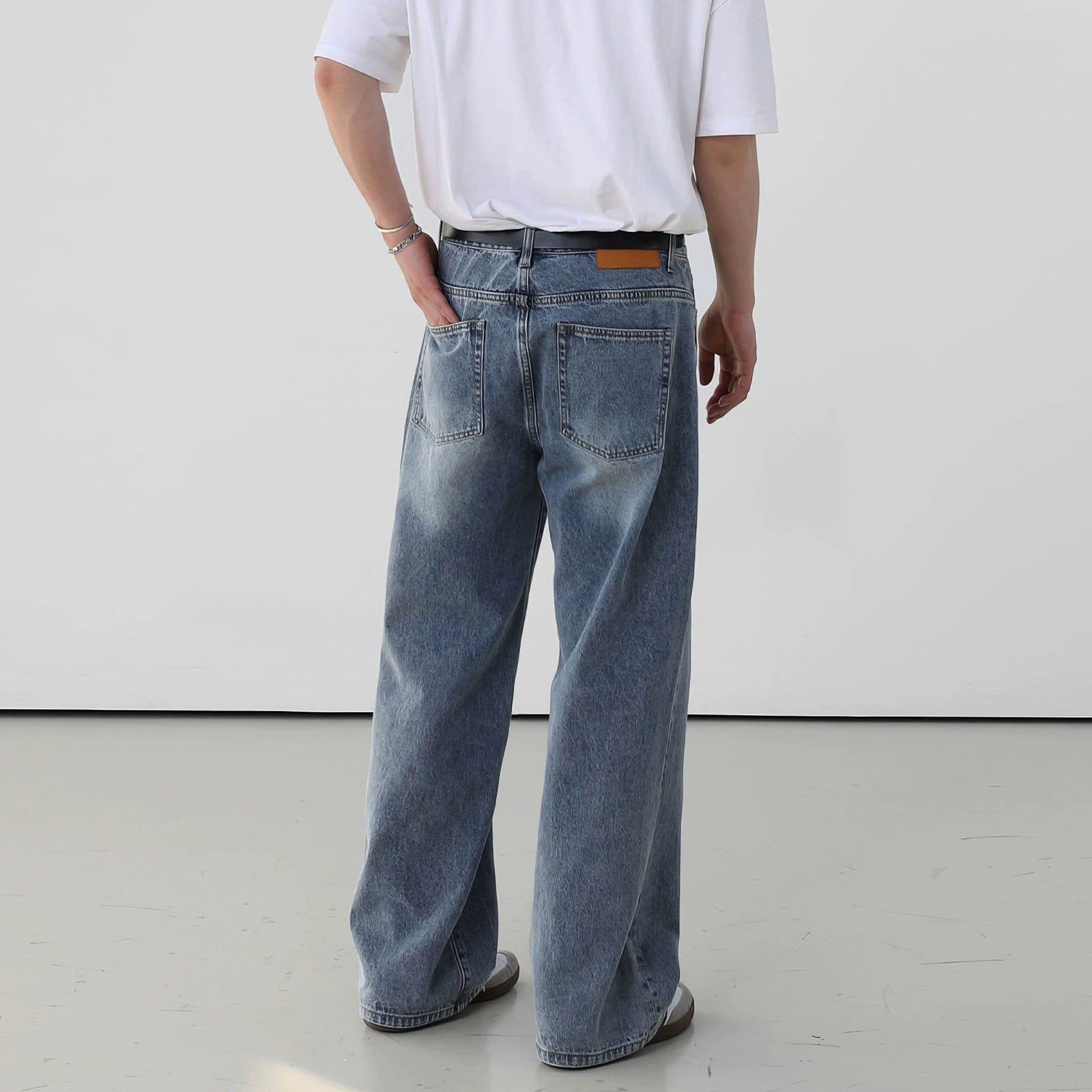 RT No. 11732 BLUE WIDE STRAIGHT DENIM JEANS Product Image