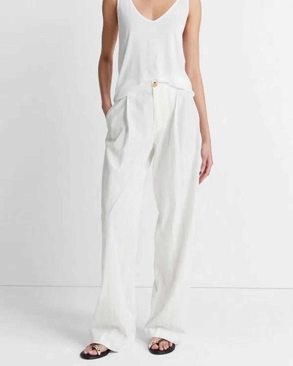 VINCE Relaxed Pleated Stripe Straight-leg Trousers In Pampas Stripe Product Image