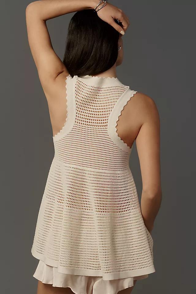 Maeve Open-Knit Scallop-Edge Babydoll Sweater Tank Product Image
