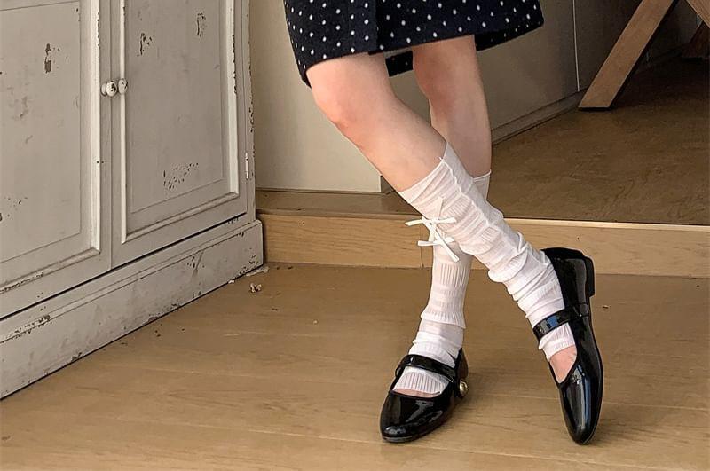 High Waist Dotted Slit A-Line Skirt Product Image