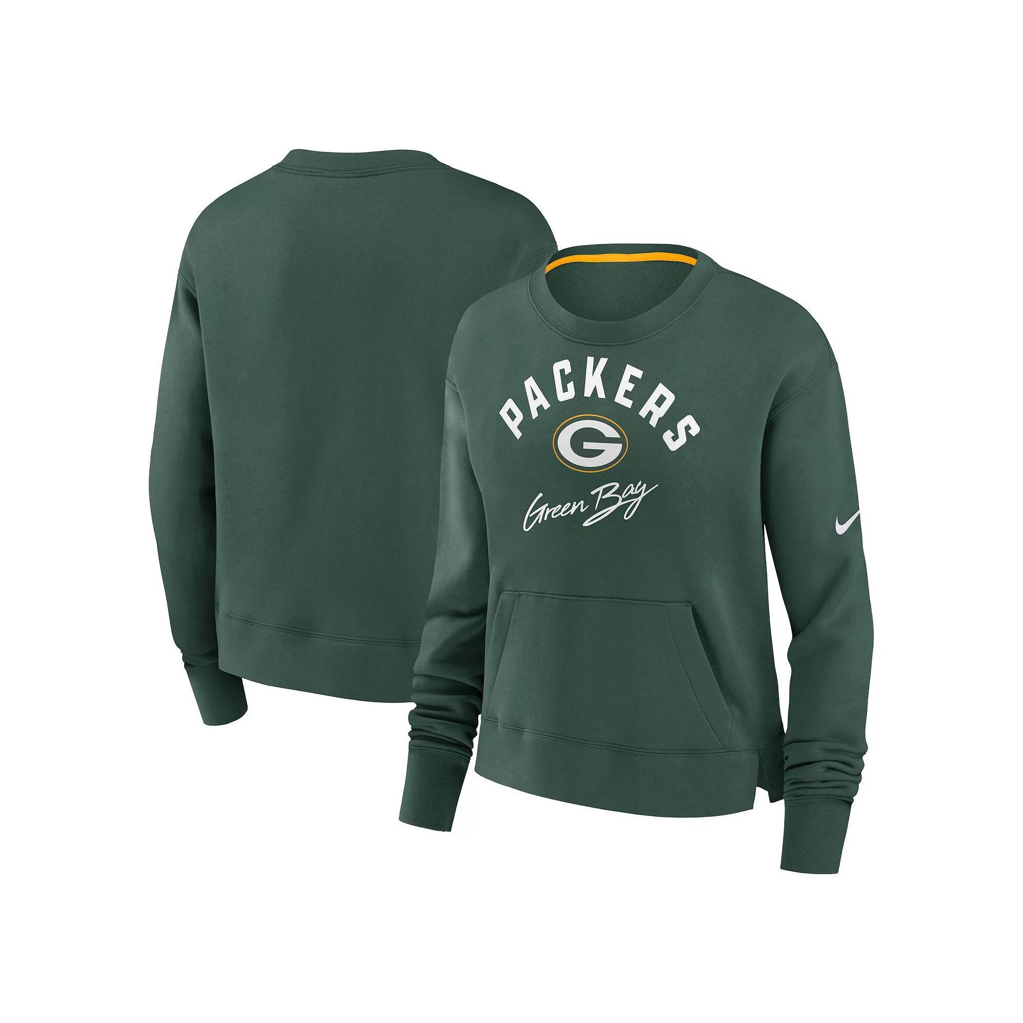 Women's Nike Green Green Bay Packers High Hip Fleece Pullover Sweatshirt, Size: XS Product Image