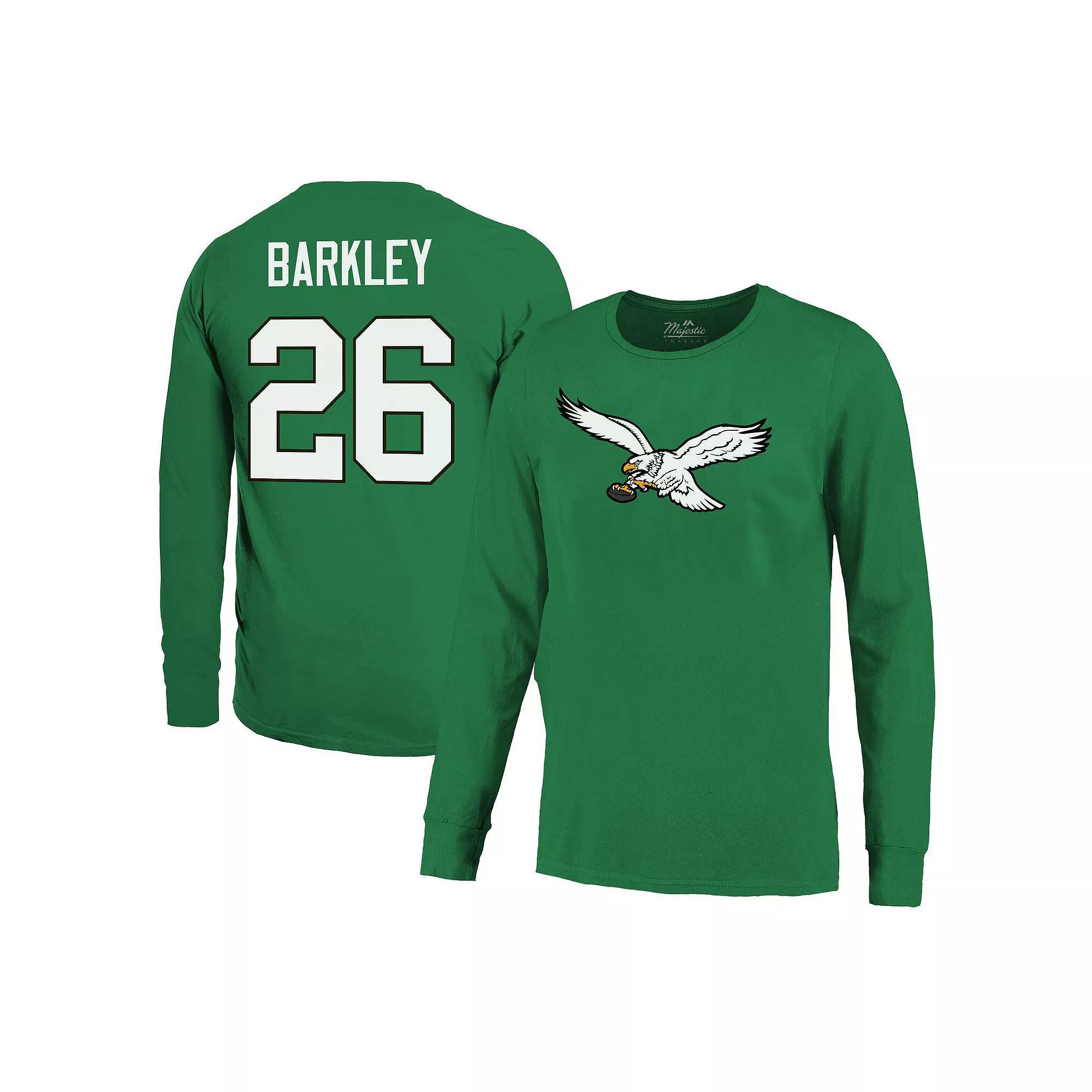 Men's Majestic Threads Saquon Barkley Kelly Green Philadelphia Eagles Name & Number Long Sleeve T-Shirt, Size: XL Product Image
