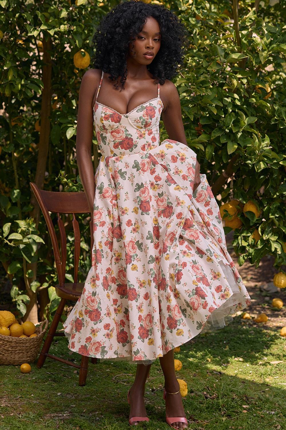 Minimoiselle  italian rose print tulle mini dress Product Image