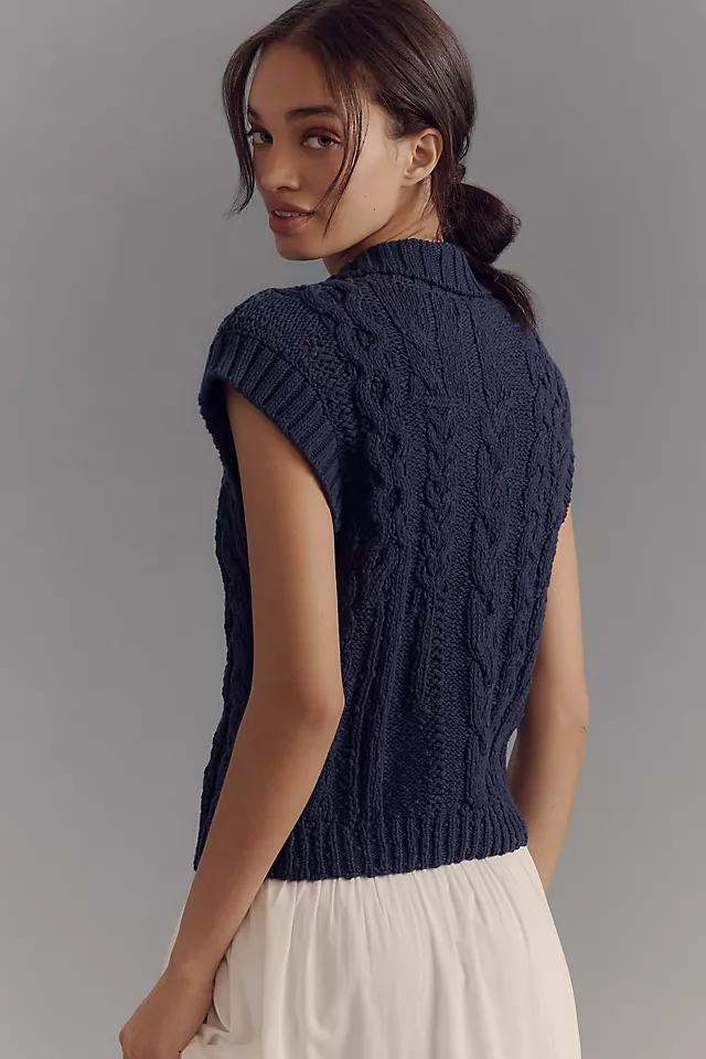 Pilcro Collared Cable Cardigan Sweater Vest Product Image