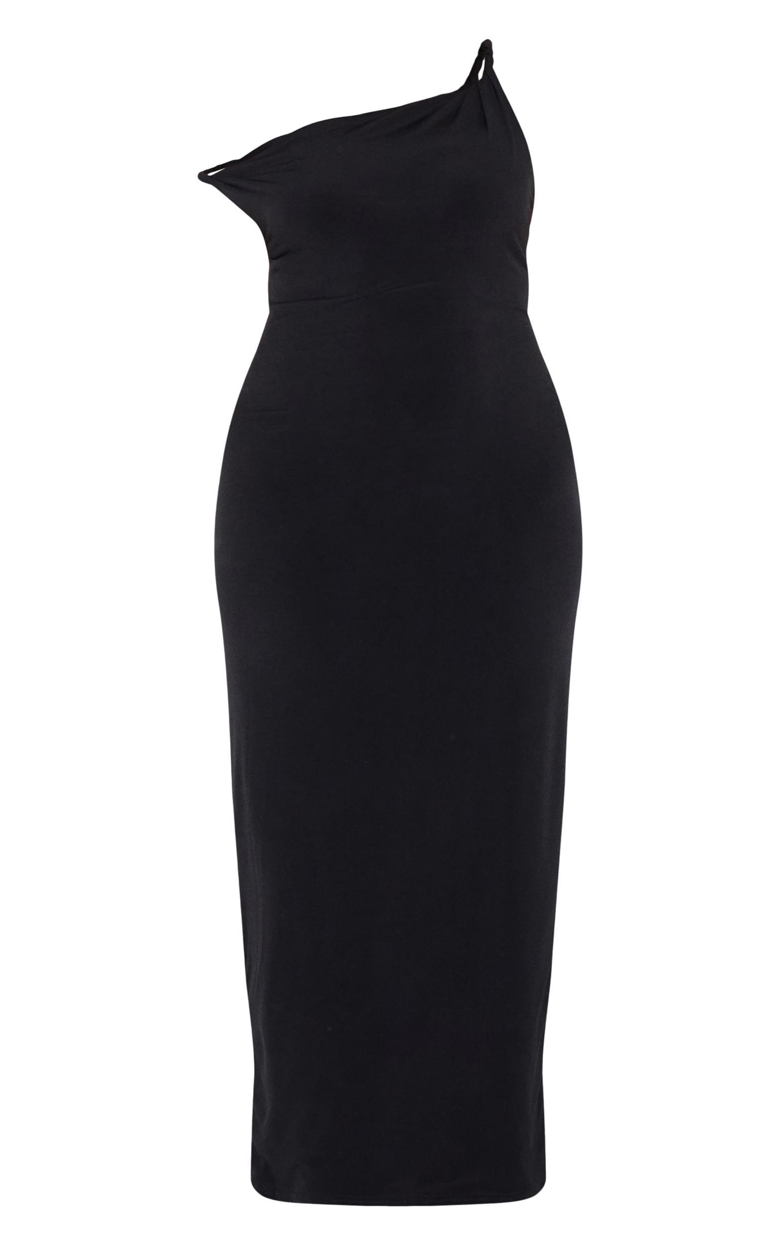 Plus Black Off Shoulder Twisted Maxi Dress Product Image