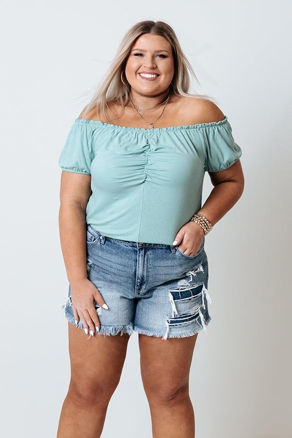 Shape Of My Heart Top In Ocean Wave Curves Product Image