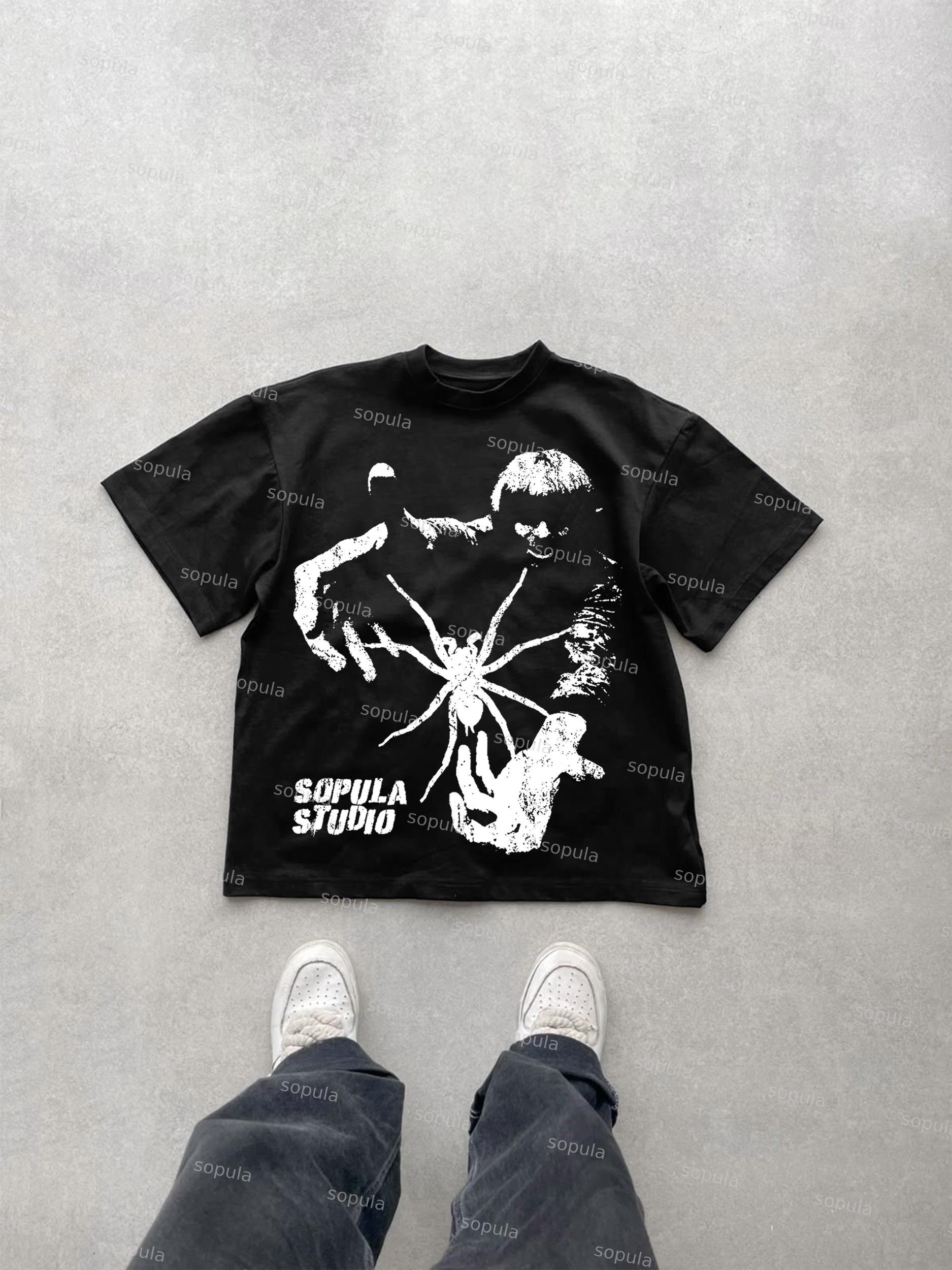 Cool Street Portrait Print Cotton T-shirt Product Image