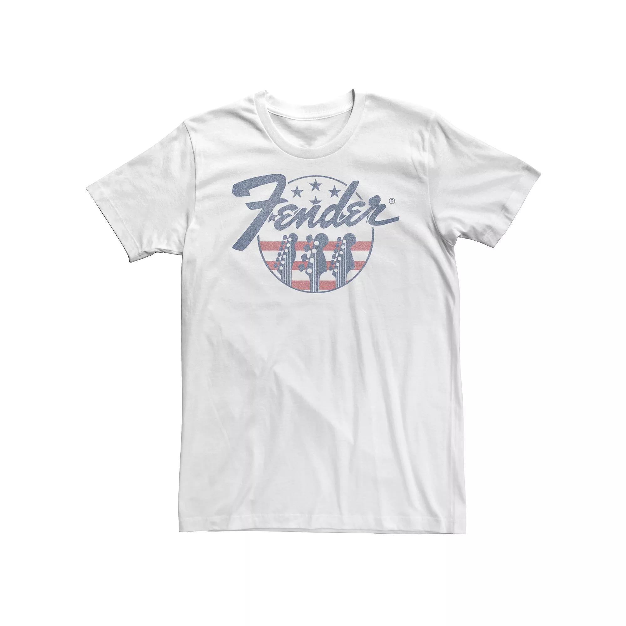 Big & Tall Fender Guitars & Stripes Circle Logo Tee, Men's, Size: 4XLT, White Product Image