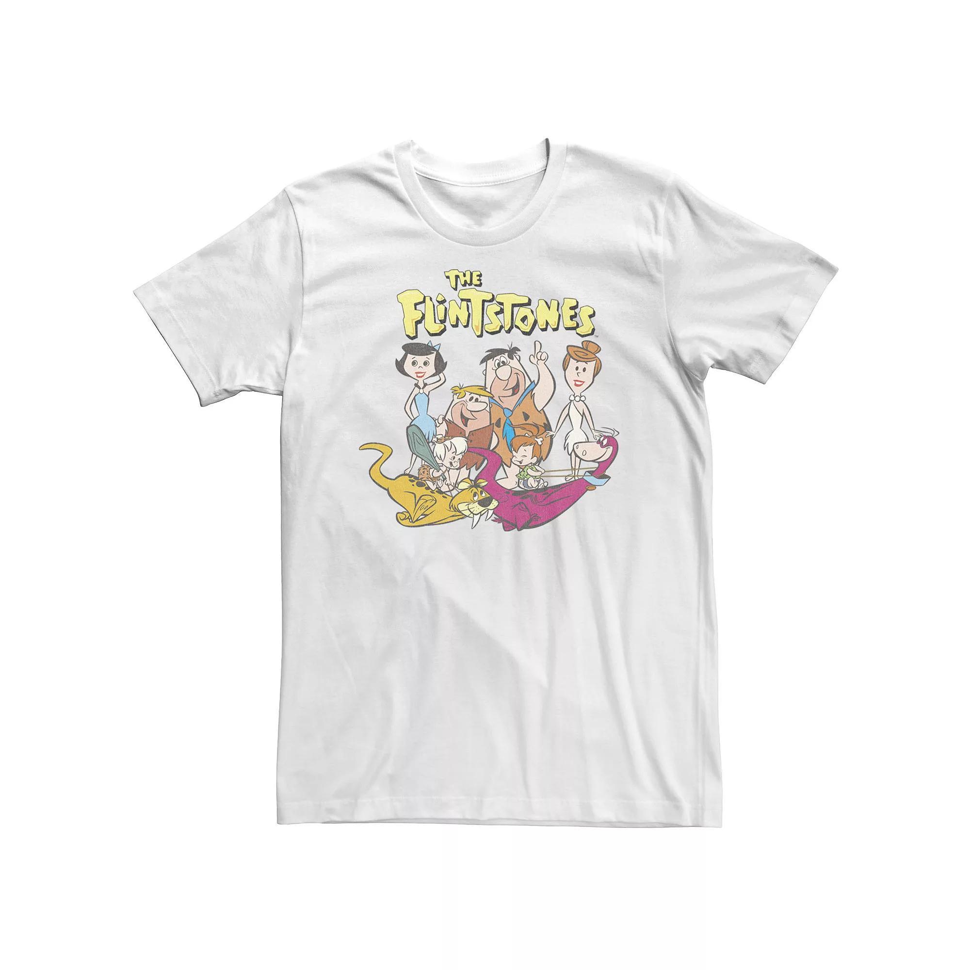 Big & Tall The Flintstone Family Portrait Logo Tee, Men's, Size: 4XL Tall, White Product Image