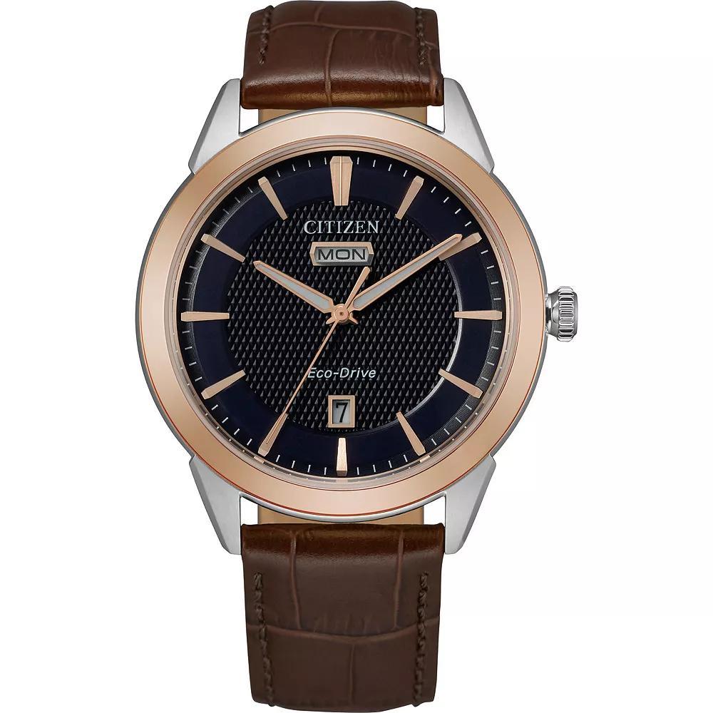 Citizen Eco-Drive Mens Day/Date Blue Dial Watch Brown Product Image