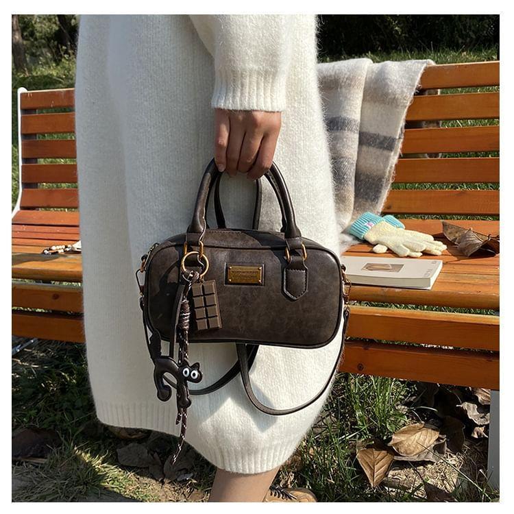 Top Handle Faux Leather Crossbody Bag / Bag Charm / Set Product Image