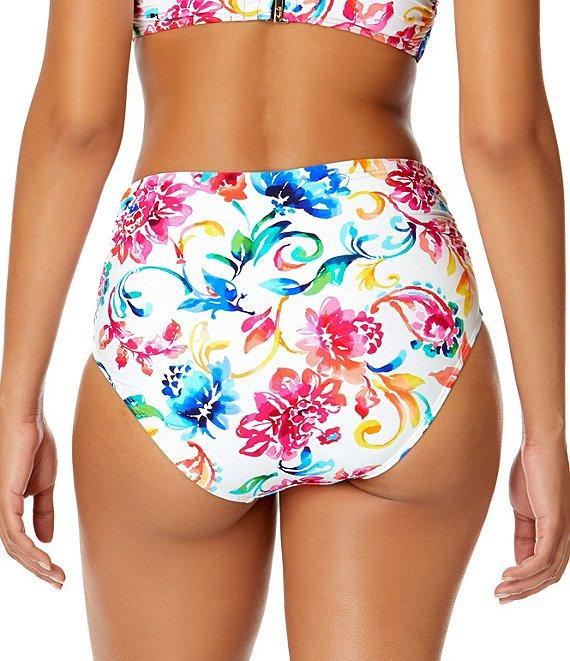 Anne Cole Watercolor Paisley Fold Over High Waist Swim Bottom Product Image