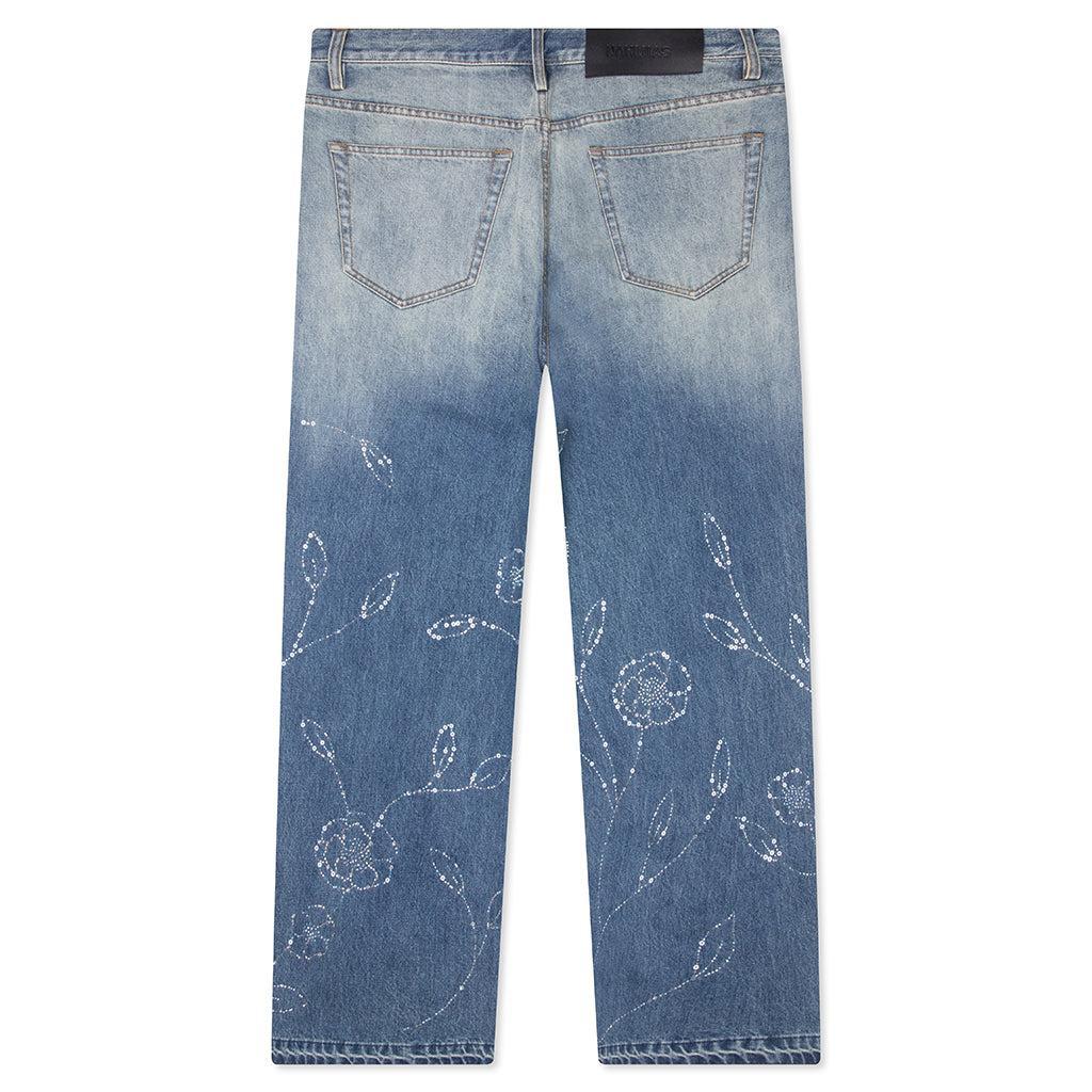 Beaded Wide Jeans - Dark Wash Male Product Image