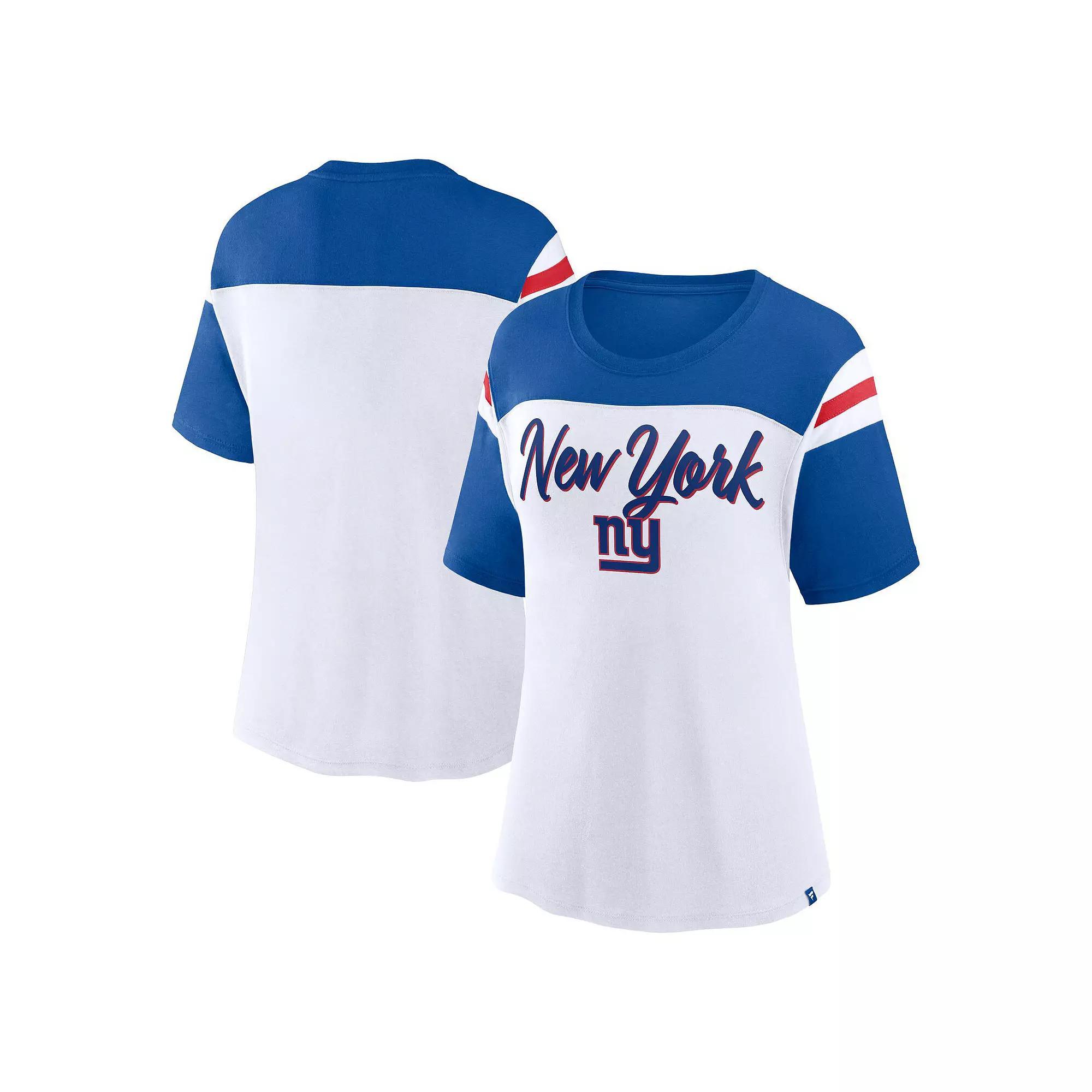 Women's Fanatics White/Royal New York Giants Cheer Chant Fashion T-Shirt, Size: Small Product Image
