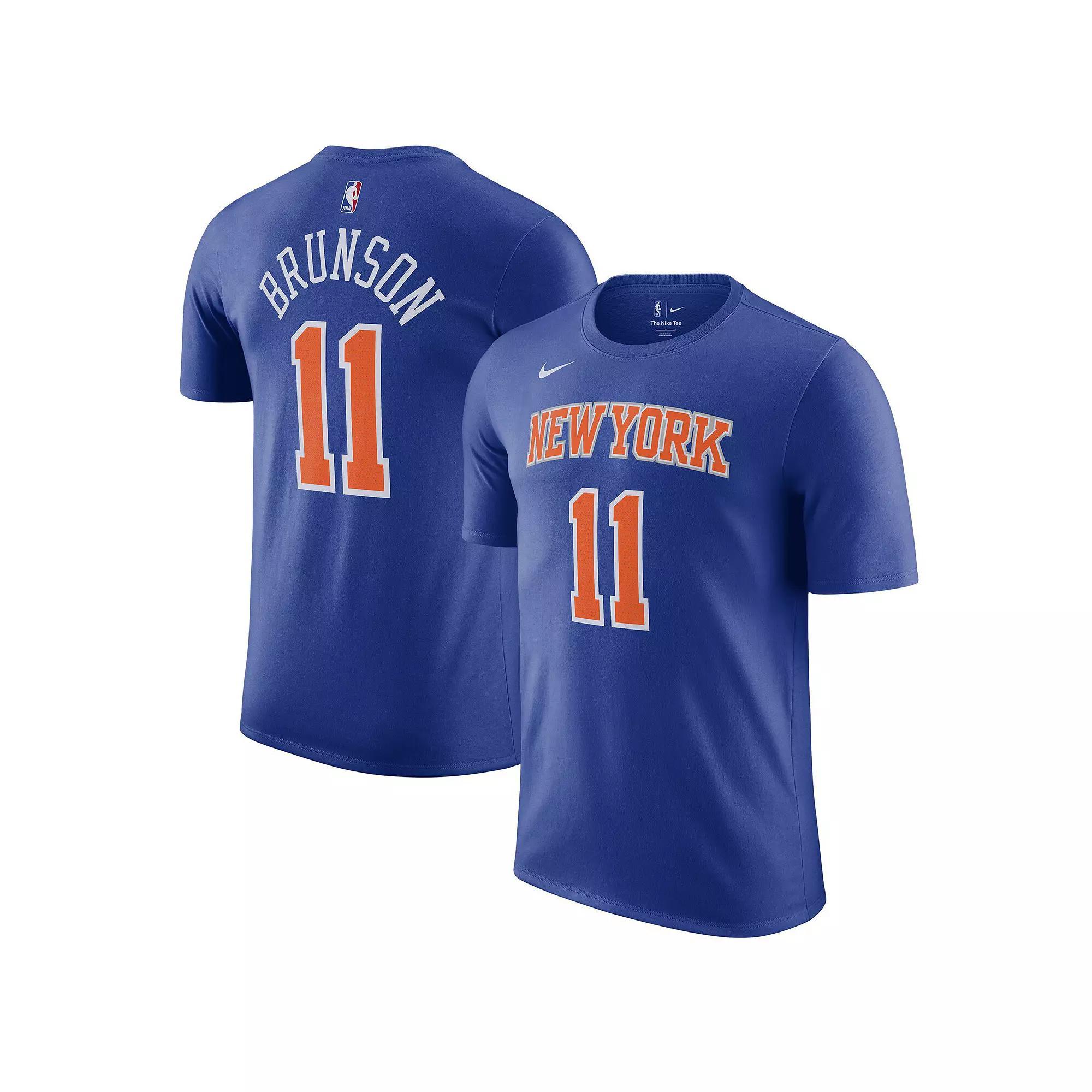 Men's Nike Jalen Brunson Blue New York Knicks Icon Edition Name & Number T-Shirt, Size: 2XL Product Image