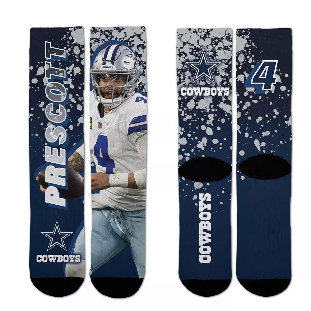 For Bare Feet Dak Prescott Dallas Cowboys Road Warrior Crew Socks, Men's, Size: Large, Blue Product Image