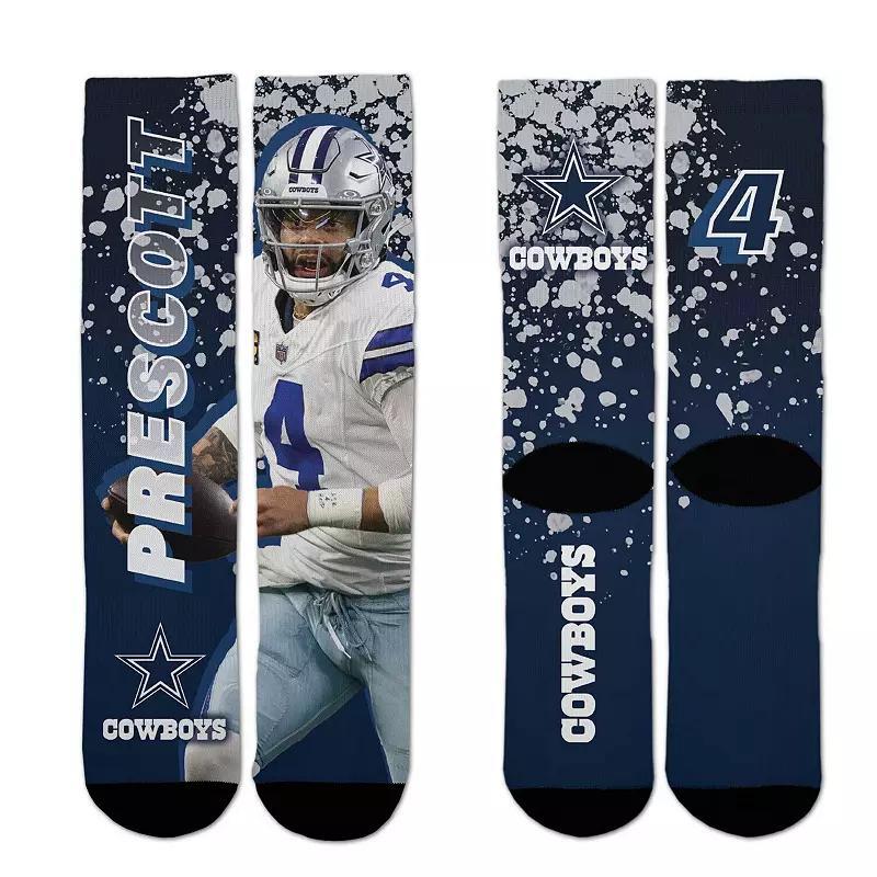 For Bare Feet Dak Prescott Dallas Cowboys Road Warrior Crew Socks, Men's, Size: Large, Blue Product Image