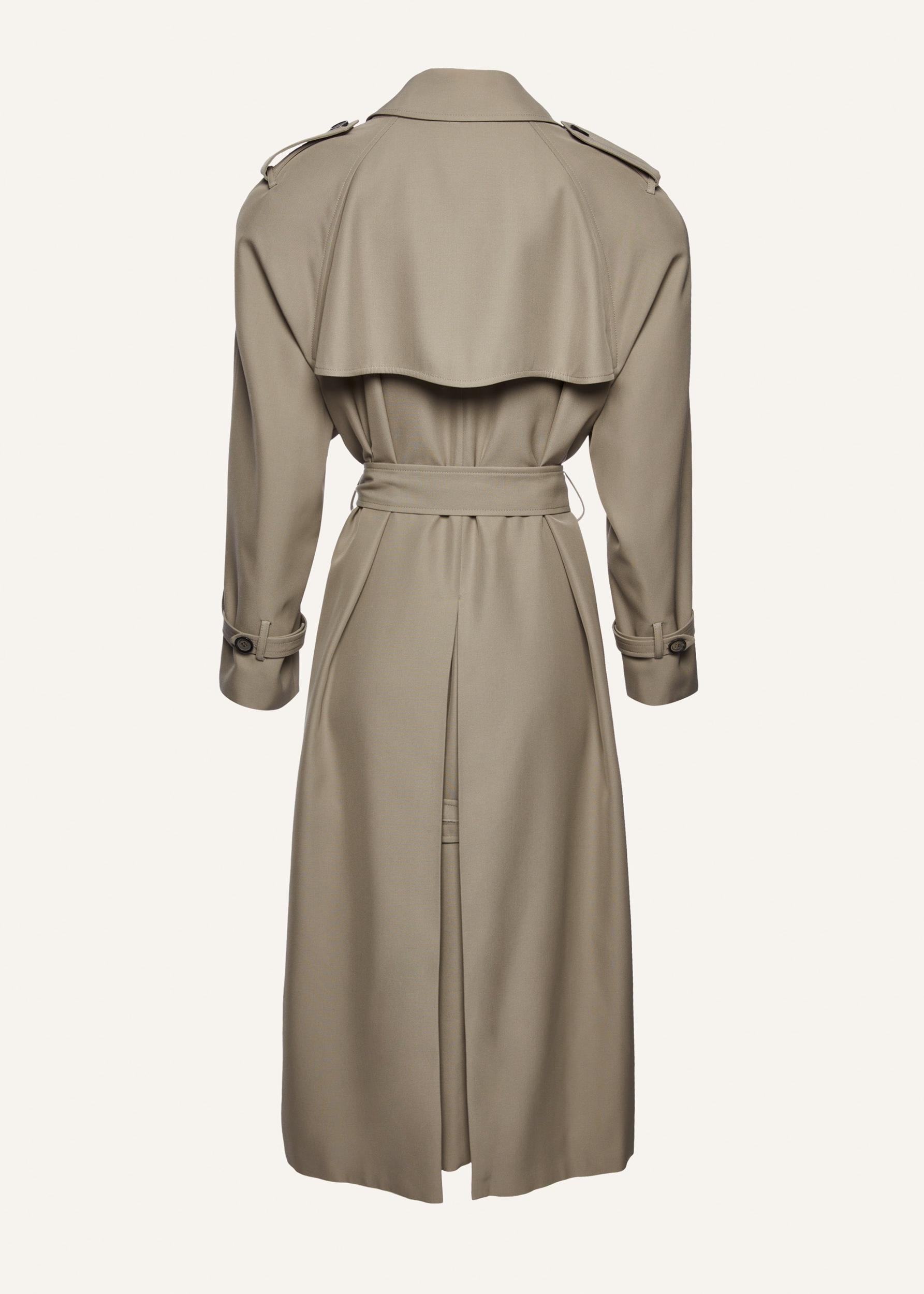 Relaxed silk trench coat in khaki Product Image