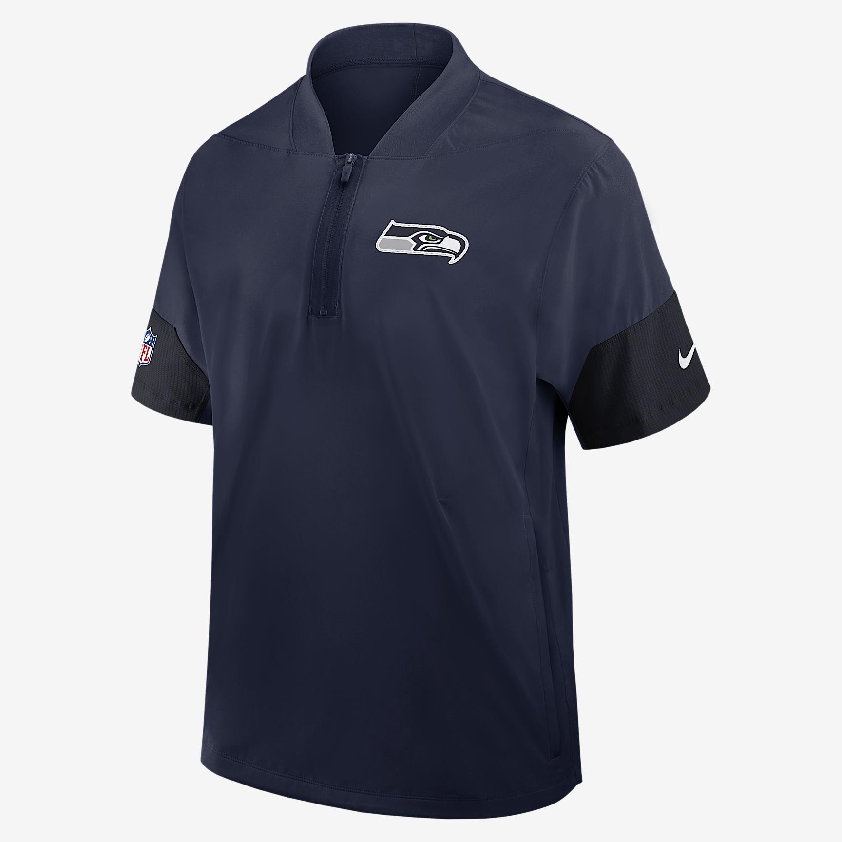 New York Giants Sideline Coach Men's Nike NFL 1/2-Zip Short-Sleeve Hooded Jacket Product Image