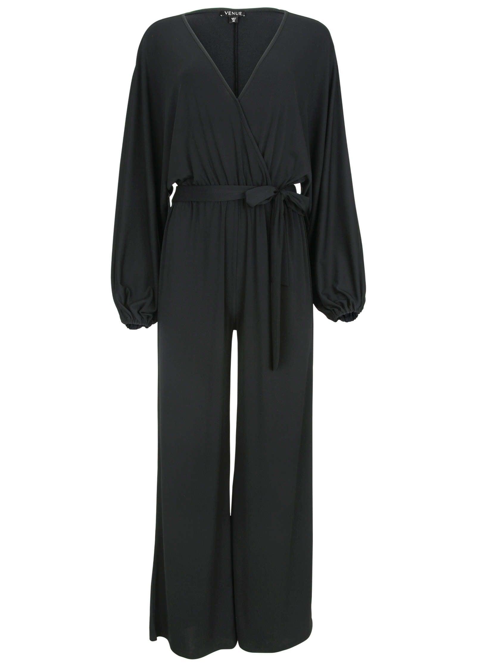 Volume Sleeve Detail Jumpsuit - Black Product Image