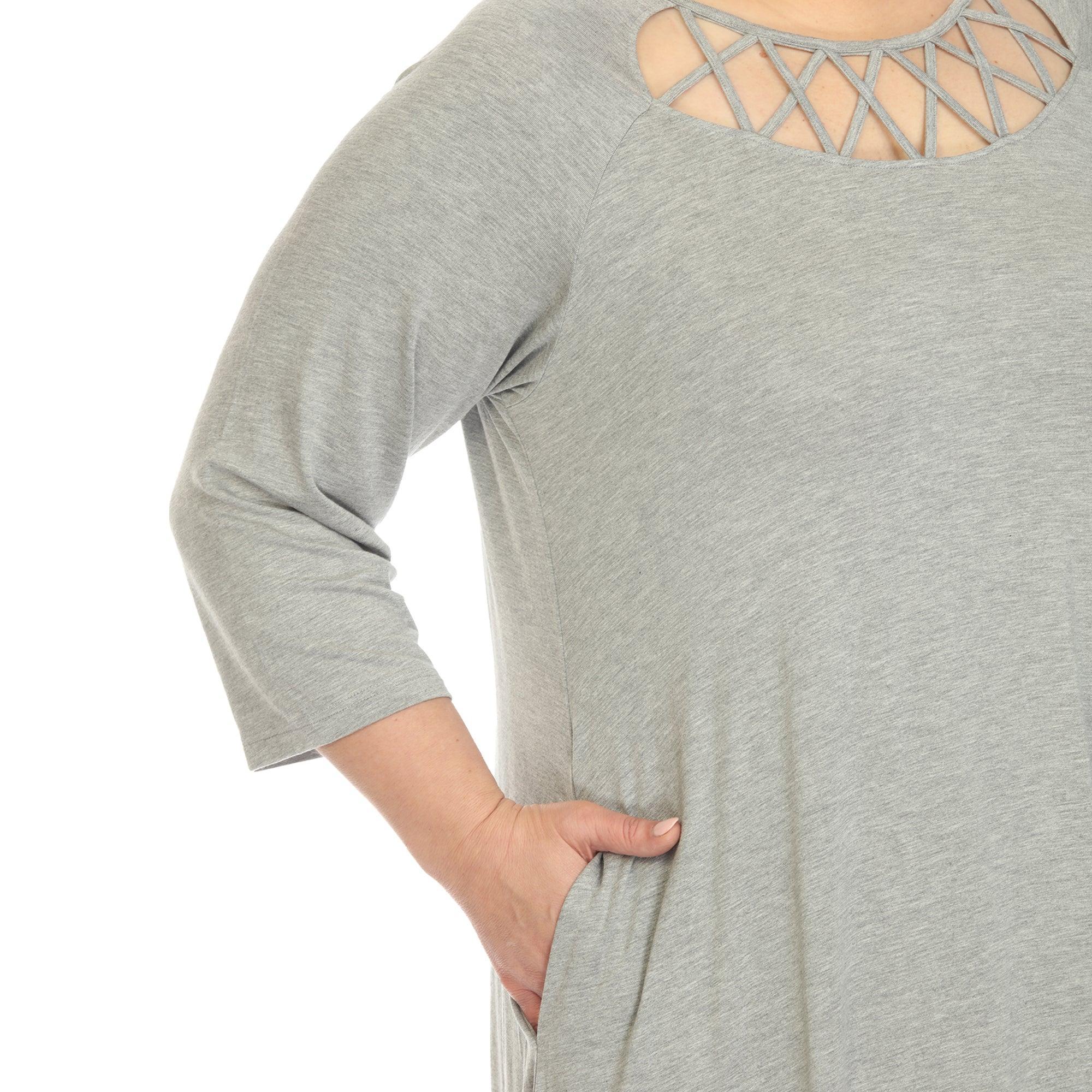 Criss Cross Neckline Swing Midi Dress - Plus Product Image